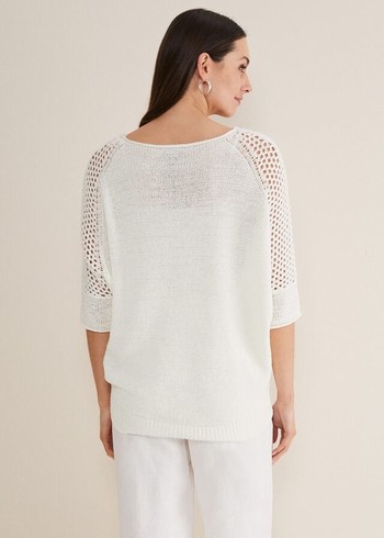 Phase Eight Sophie Honeycomb Tape Knitwear White Australia | VF6957423